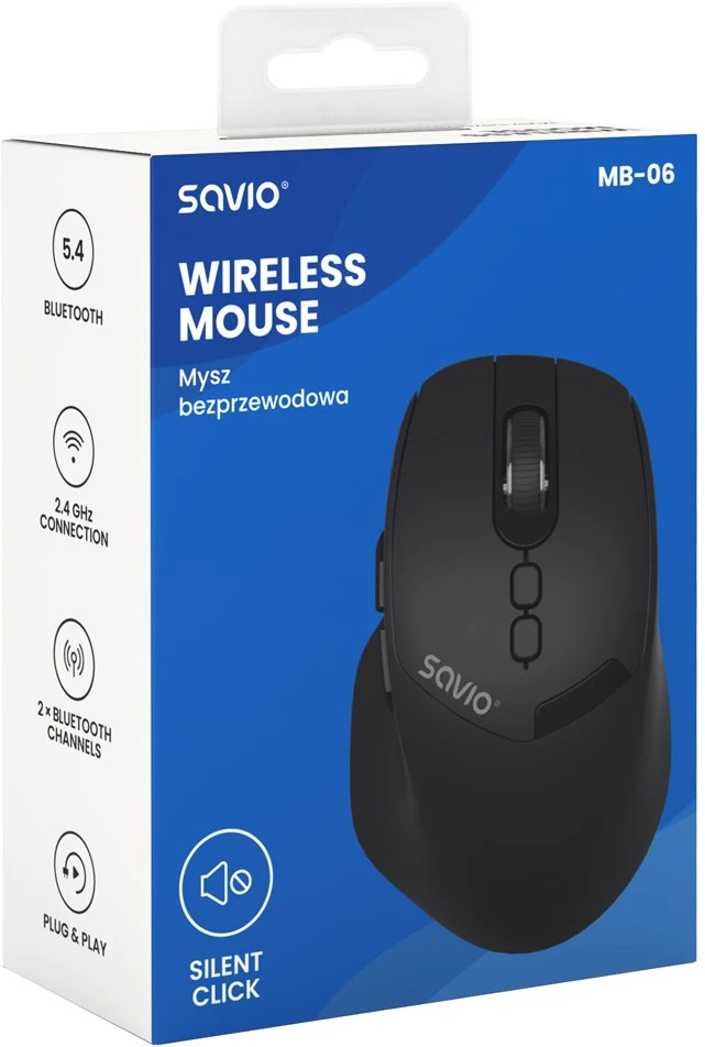 Savio MB-06 pelė Universal Ambidextrous Bluetooth 3800 DPI