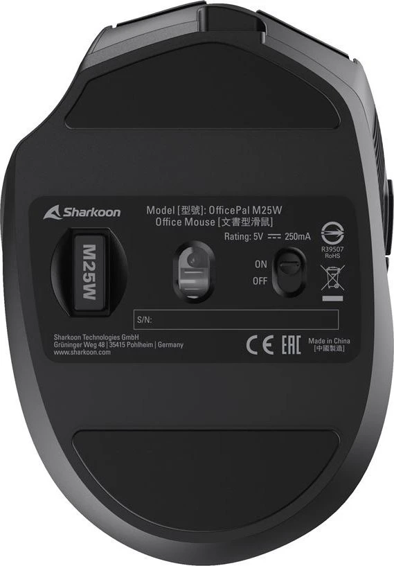 Pelė Sharkoon OfficePal M25W (juodas)