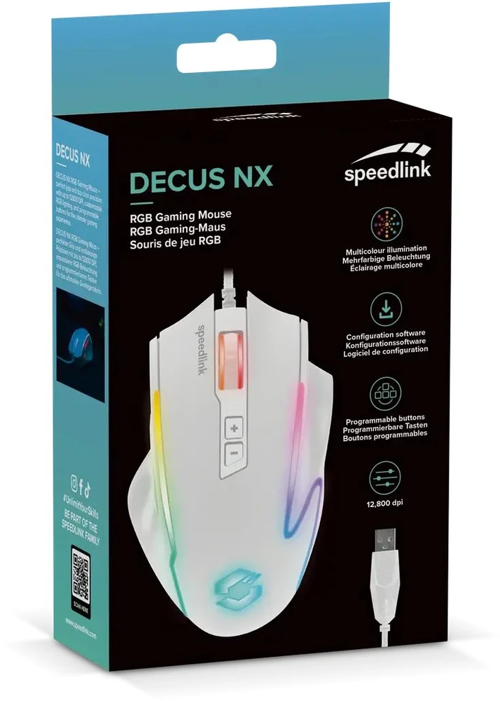 Speedlink DECUS NX RGB žaidimų pelė, balta