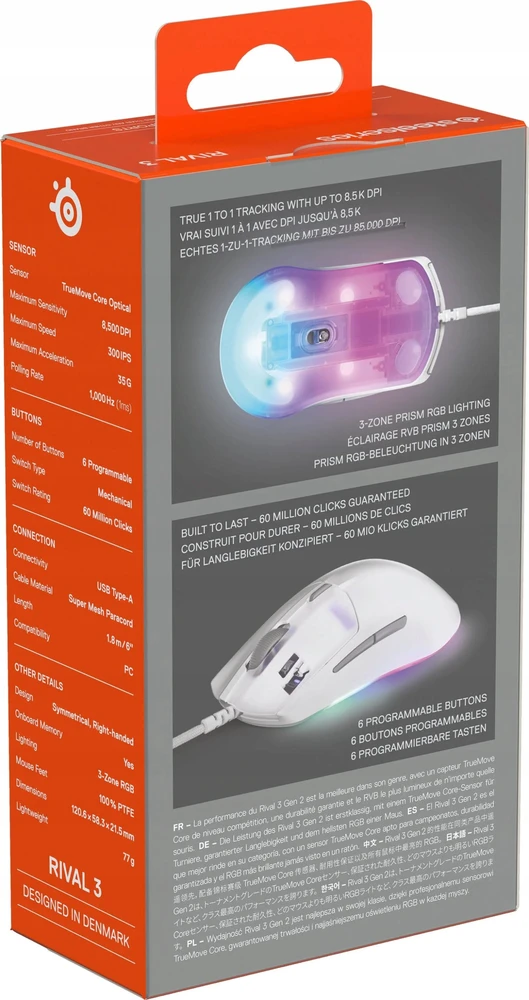 STEELSERIES Rival 3 Gen 2 Pelė - Baltas