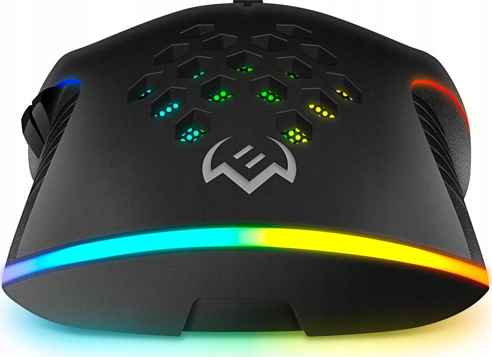 Pelė SVEN RX-G850 iki 6400 DPI; Soft Touch; Metalinis dugnas; Pintas kabelis; Žaidimų programinė įranga; 3 papildomi mygtukai; Apšvietimas; Dukart spustelėkite mygtuką; Dpi jungiklio mygtukas