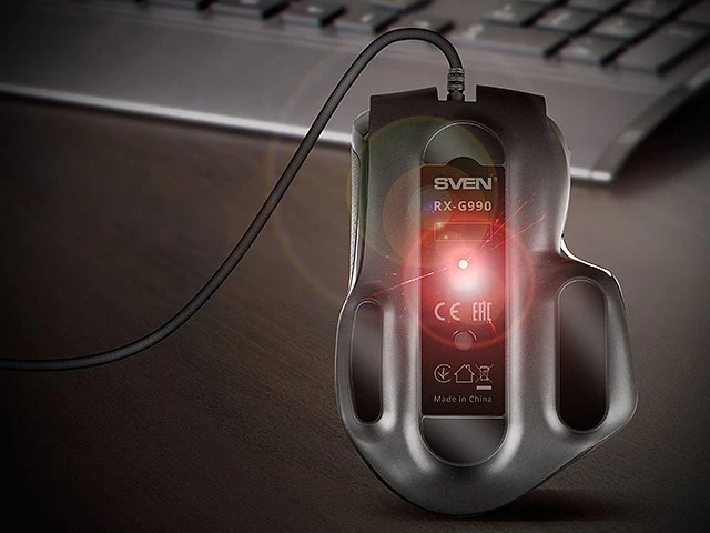 Sven Pelė žaidimams RX G990 (8+1bt. 200 12400 DPI, SW, RGB backlight, gaming gb)