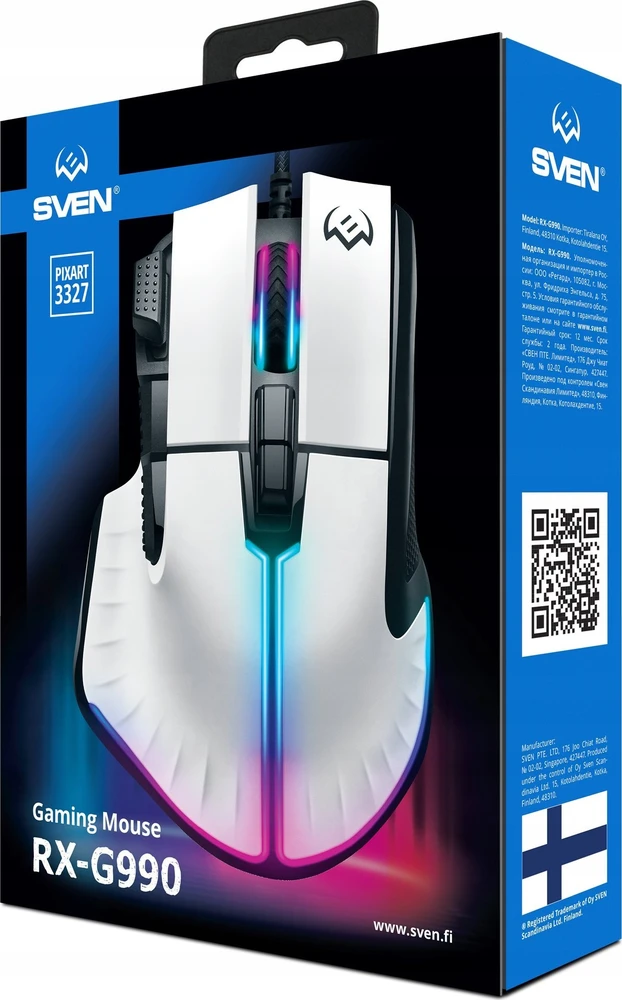 Sven Pelė žaidimams RX G990 (8+1bt. 200 12400 DPI, SW, RGB backlight, gaming gb)