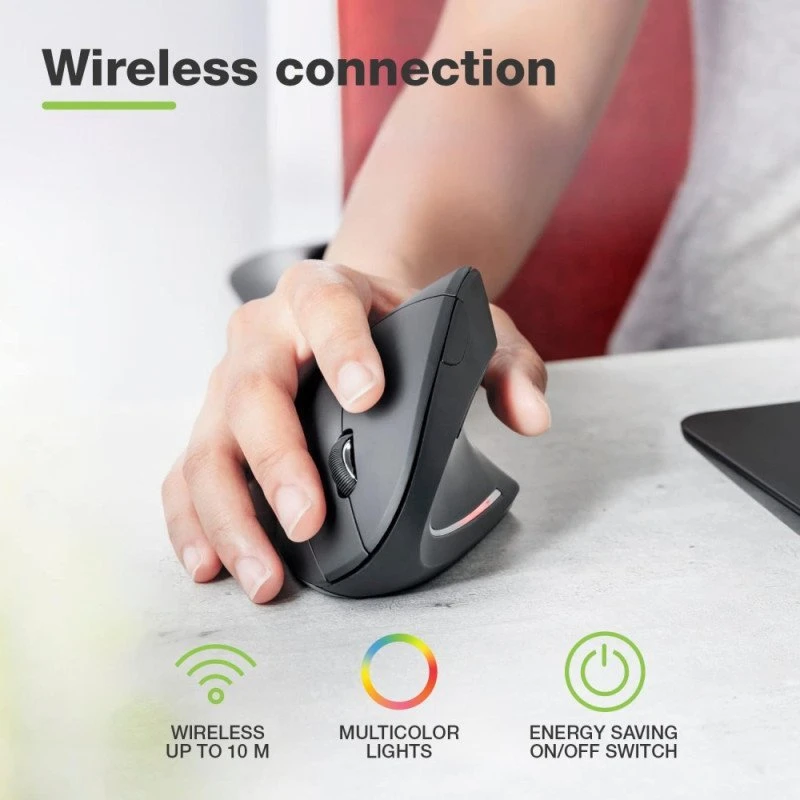 Techly Belaidė pelė 2.4GHz RF USB vertikali 1600dpi optinė