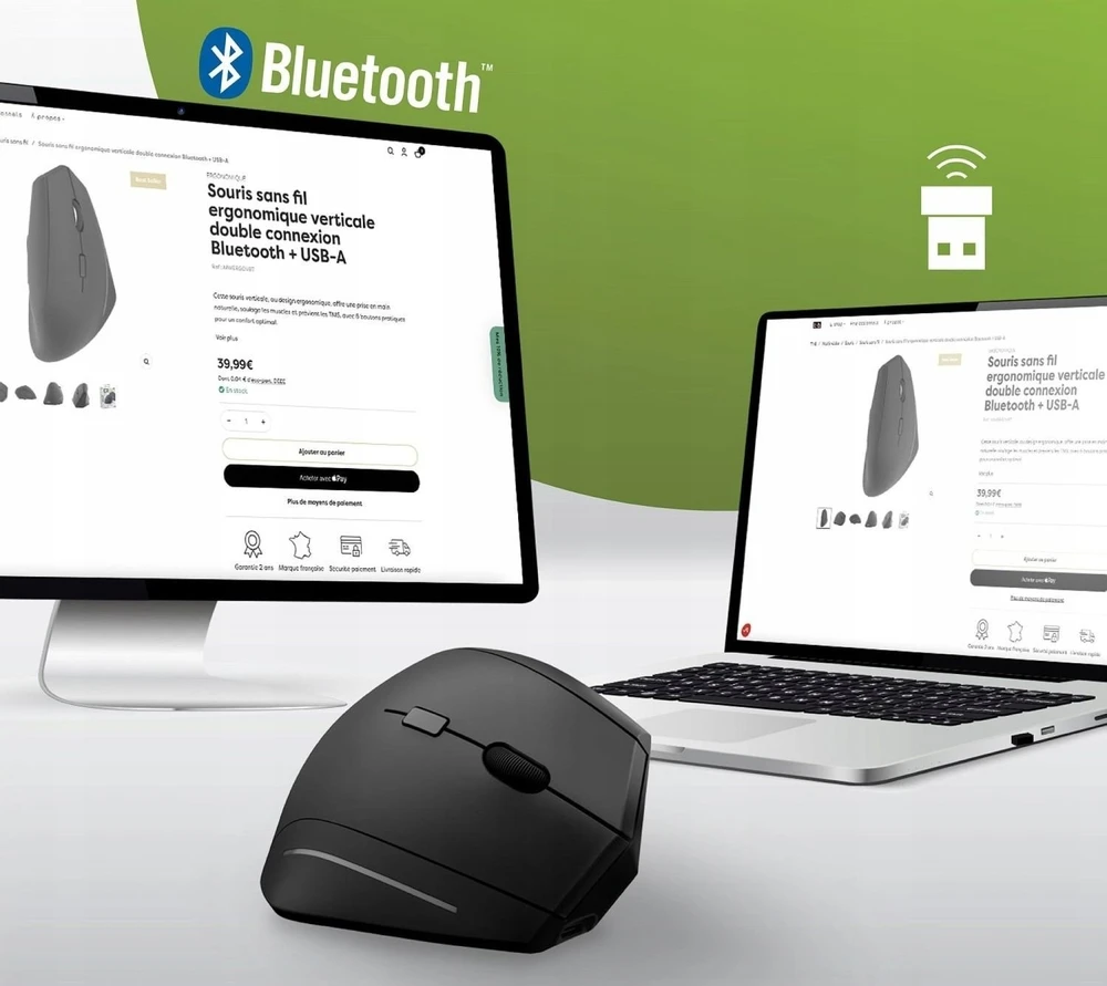 TnB pelė T"nb vertikali belaidė ergonomiška „Bluetooth“ ir USB-A įkraunama / ergo / Mwergovbtr juoda (SB11812)