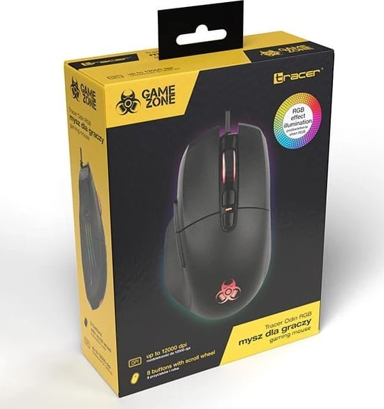 Pelė Myszka žaidimams Tracer GameZone ODIN su laidu 12000 dpi optinė juoda