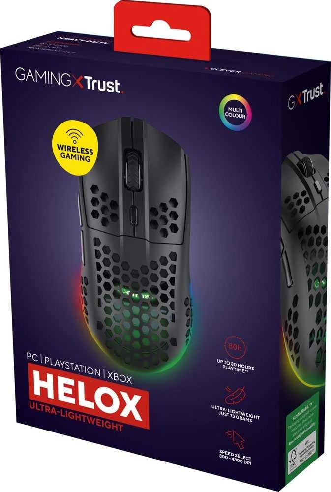 Belaidė žaidimų pelė Trust GXT 929 HELOX, juoda