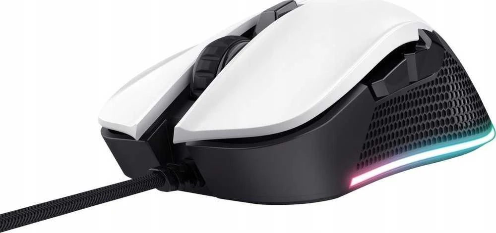 Pelė Myszka žaidimams Trust GXT 922 su laidu 7200 dpi optinė balta