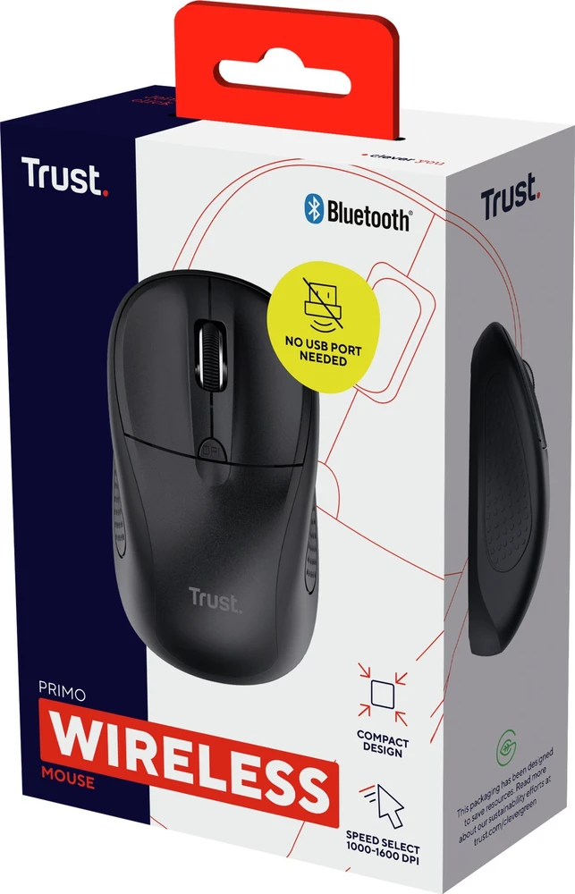 TRUST Kompaktiška belaidė Primo Bluetooth® pelė, Juoda (24966)