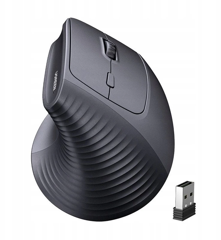 Ugreen Belaidė vertikali pelė 2.4GHz / Bluetooth 5.4 (reguliuojamas DPI), juoda