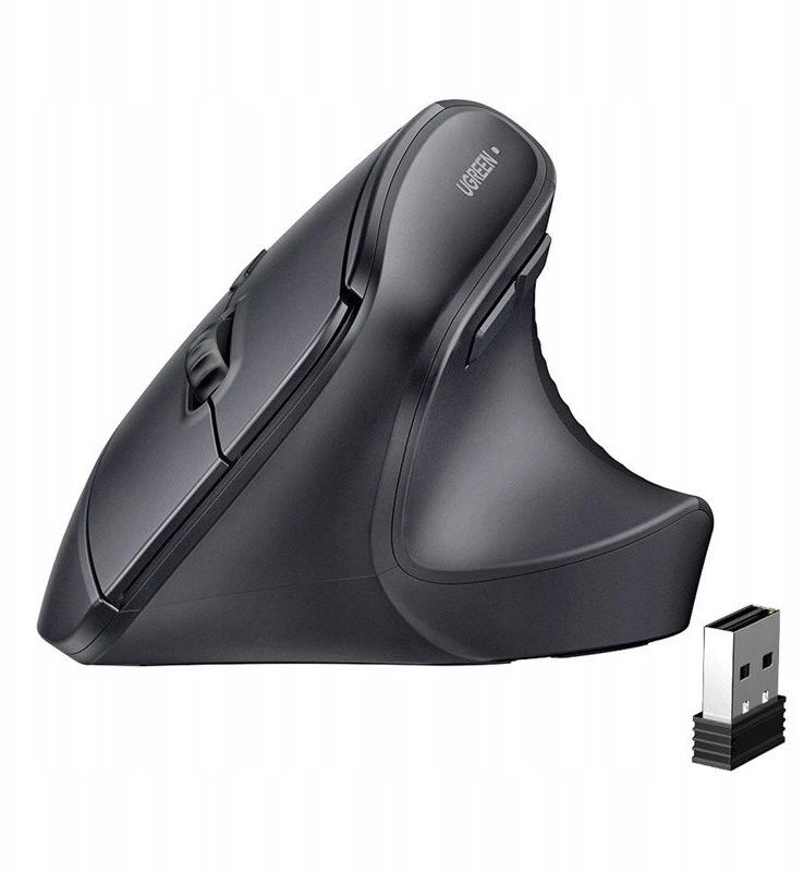 Ugreen Belaidė vertikali pelė 2.4GHz / Bluetooth 5.4 (reguliuojamas DPI), juoda