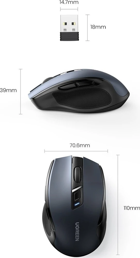 Belaidė pelė UGREEN 2.4 GHz (juoda)