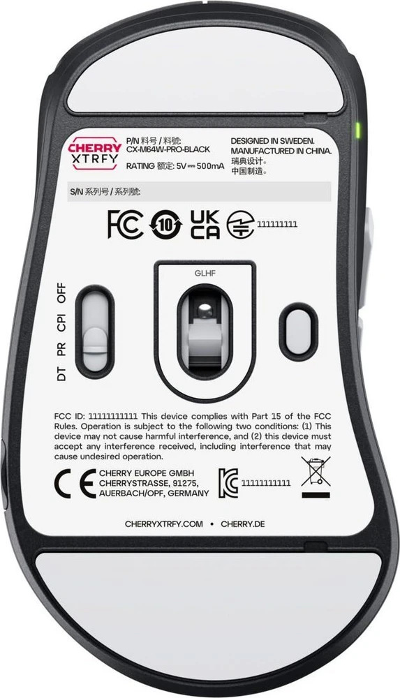 CHR CHERRY XTRFY CX-M64W-PRO-Juodas kompiuterinė pelė Žaidimams Radijo dažnio belaidė 26000 DPI