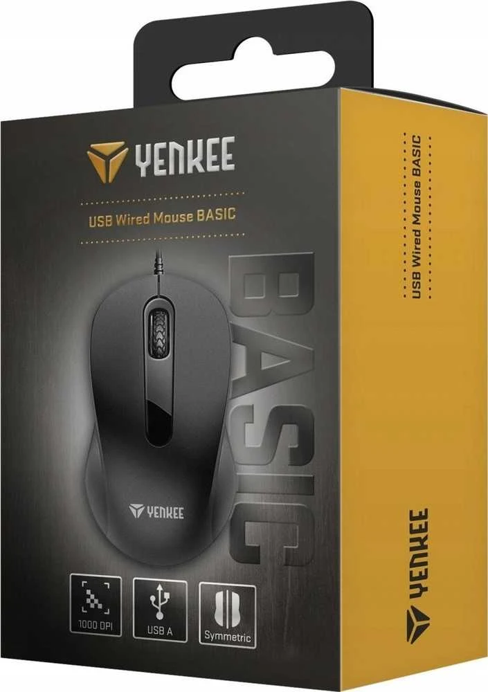 Yenkee Simetrinė USB pelė su laidu, 3 mygtukai, 1000DPI optinė