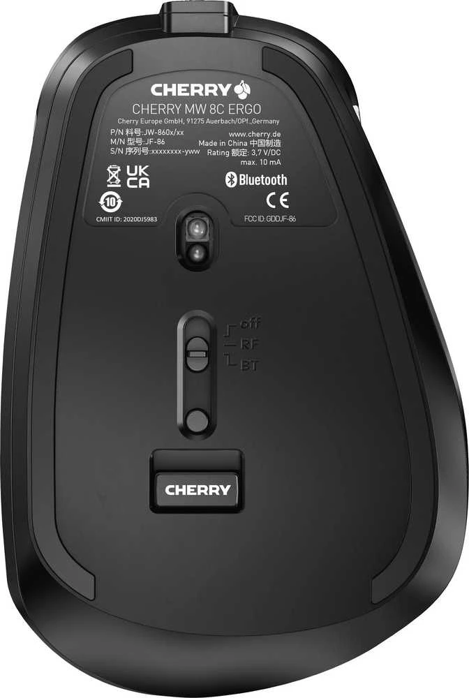 CHERRY MW 8C ERGO - Pelė - 2.4 GHz, Bluetooth 4.0 - Juodas