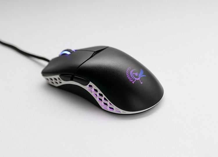 Ducky Feather Black & White pelė žaidimams su Huano Switch