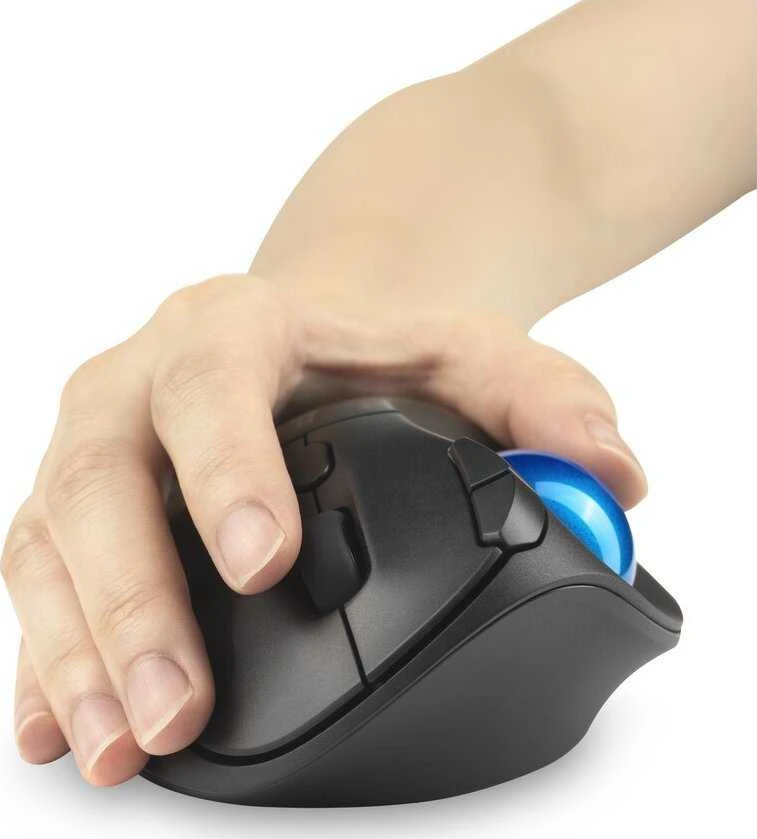 Kensington ProFit Ergo TB450 Trackball Belaidė pelė, RF belaidė + Bluetooth, 1600 DPI, Juodas/Mėlyna