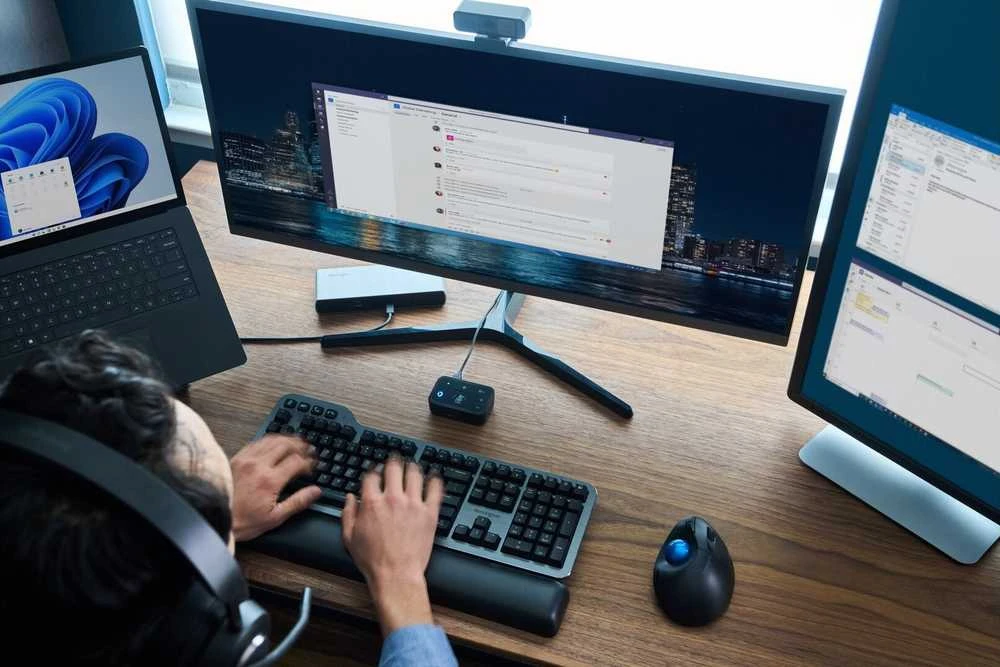 Kensington ProFit Ergo TB450 Trackball Belaidė pelė, RF belaidė + Bluetooth, 1600 DPI, Juodas/Mėlyna