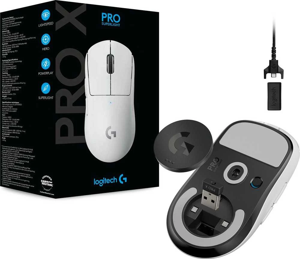 Belaidė žaidimų pelė Logitech G Pro X Superlight, Balta