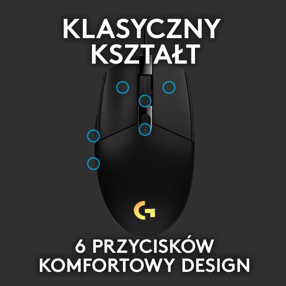 Pelė žaidimams Logitech G102 Lightsync, Juoda