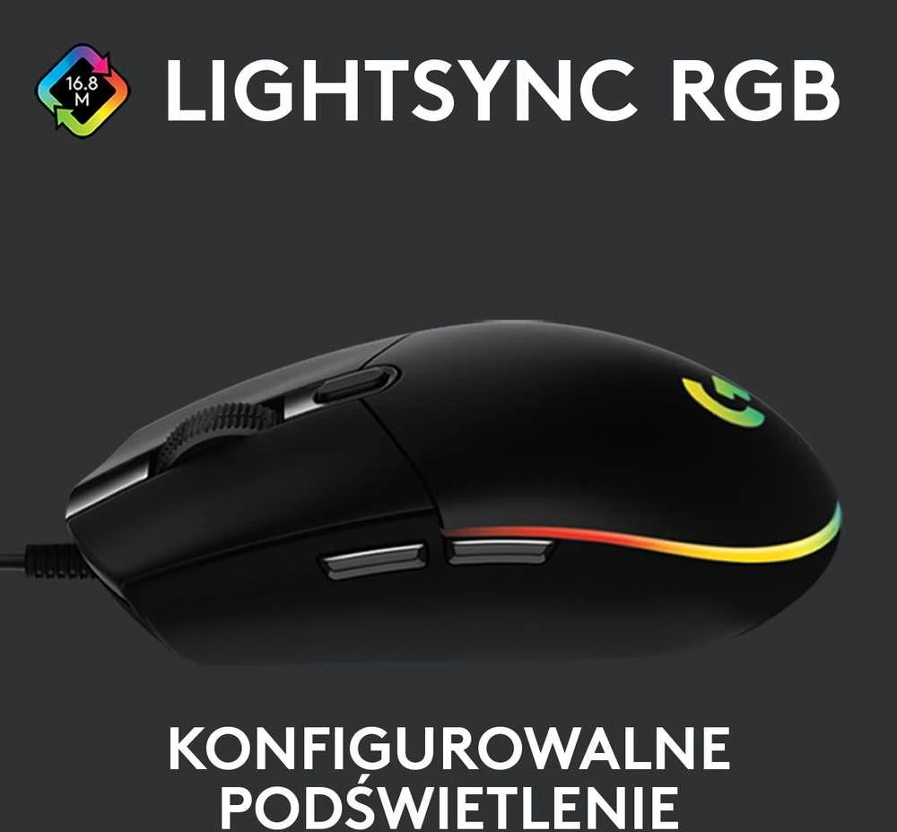 Pelė žaidimams Logitech G102 Lightsync, Juoda