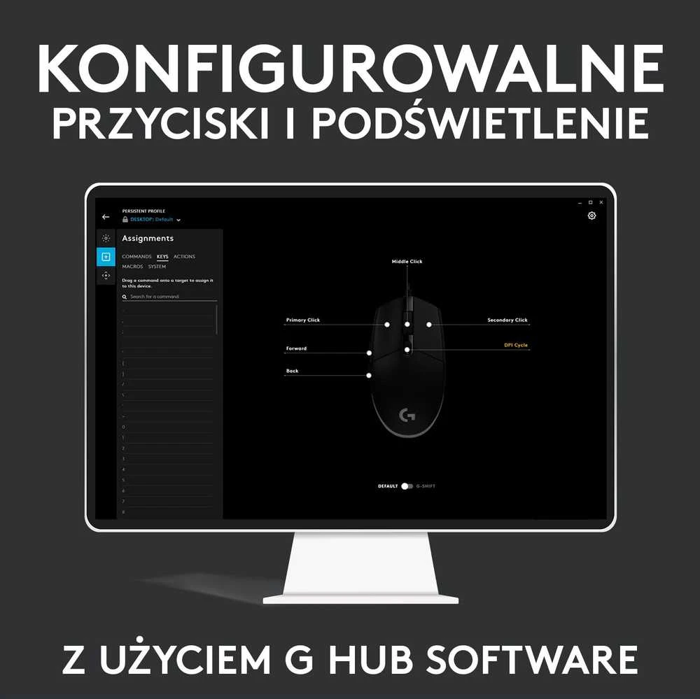 Pelė žaidimams Logitech G102 Lightsync, Juoda