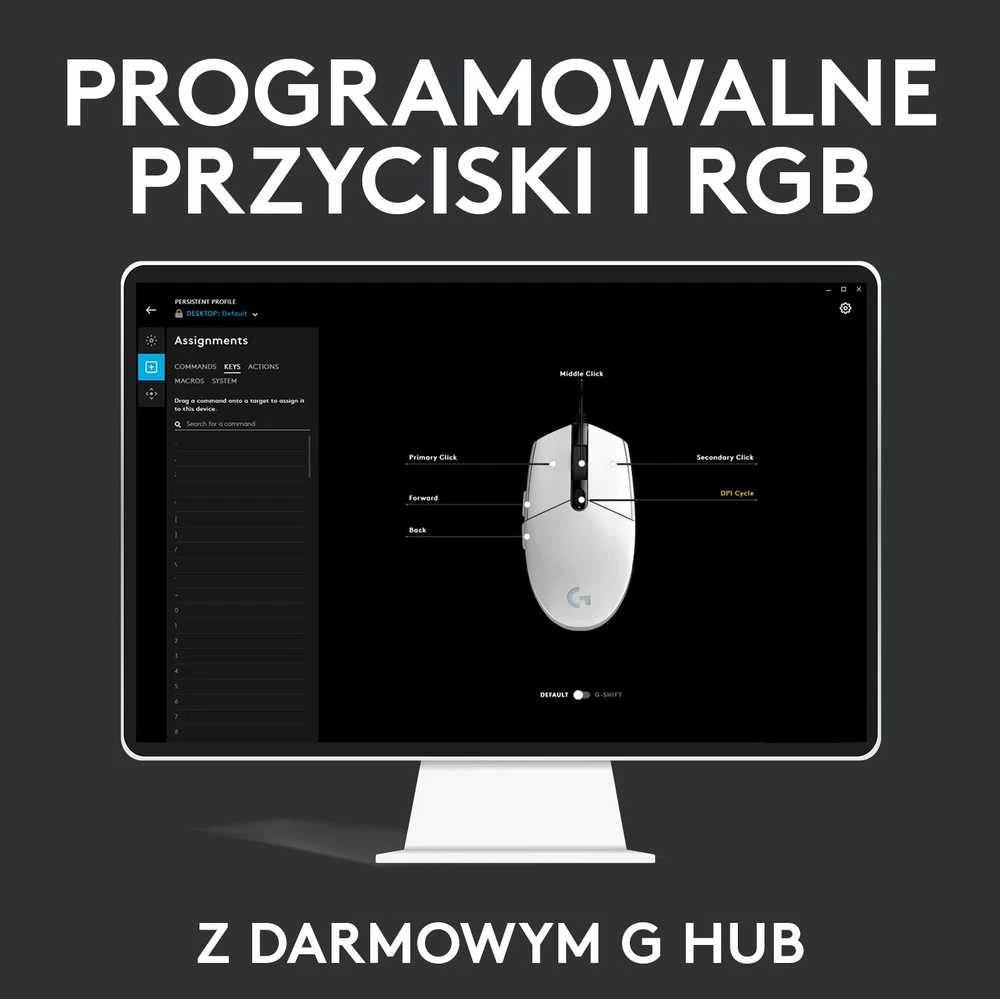 Pelė žaidimams Logitech G102 Lightsync, Balta