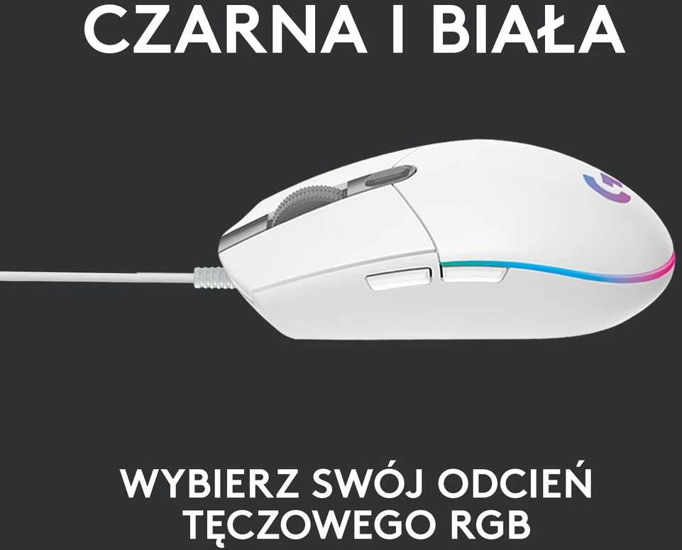 Pelė žaidimams Logitech G102 Lightsync, Balta