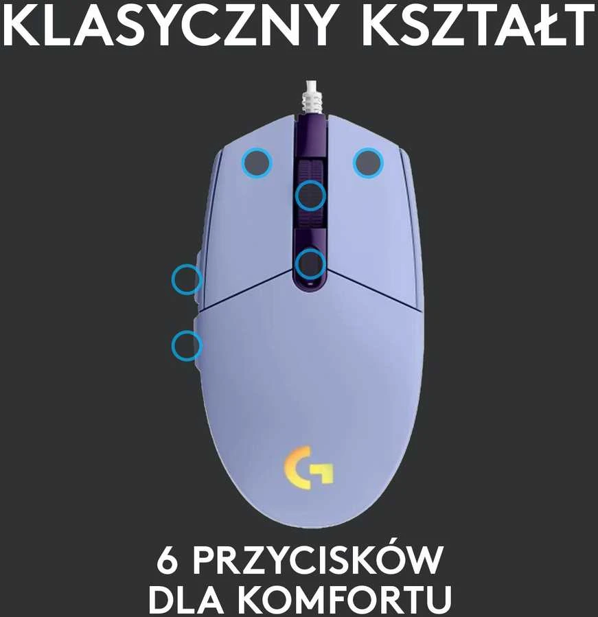 Pelė žaidimams Logitech G102 Lightsync, Alyvinė