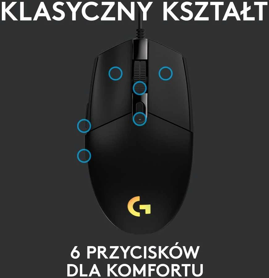 Žaidimų pelė Logitech G203 Lightsync RGB, Juodos spalvos