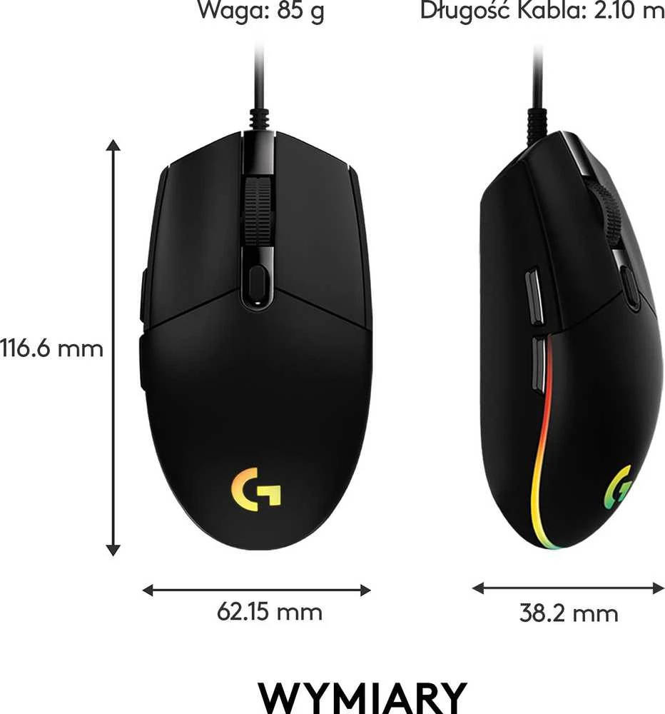Žaidimų pelė Logitech G203 Lightsync RGB, Juodos spalvos