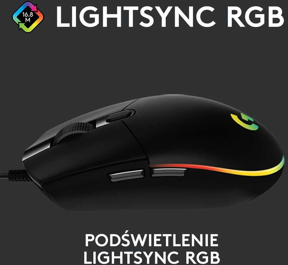 Žaidimų pelė Logitech G203 Lightsync RGB, Juodos spalvos