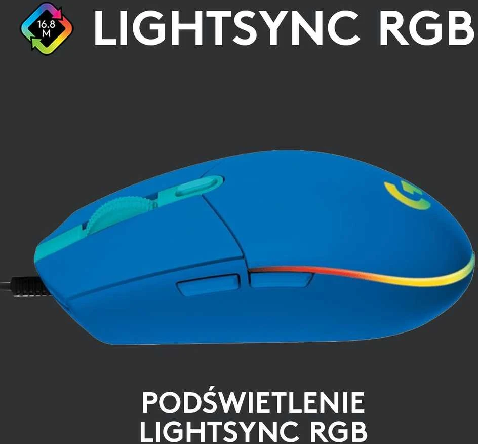 Žaidimų pelė Logitech G203 Lightsync RGB, Mėlyna