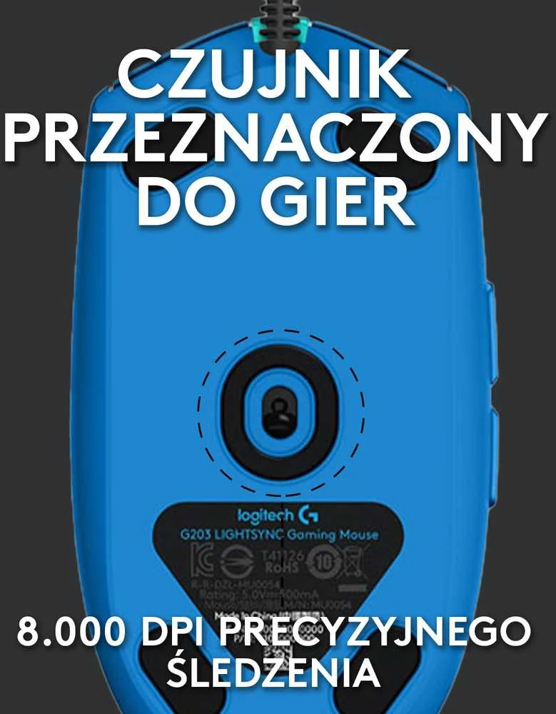 Žaidimų pelė Logitech G203 Lightsync RGB, Mėlyna