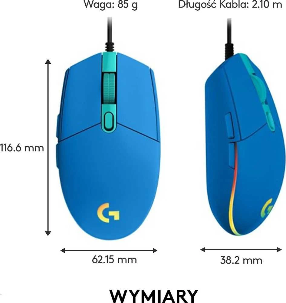 Žaidimų pelė Logitech G203 Lightsync RGB, Mėlyna