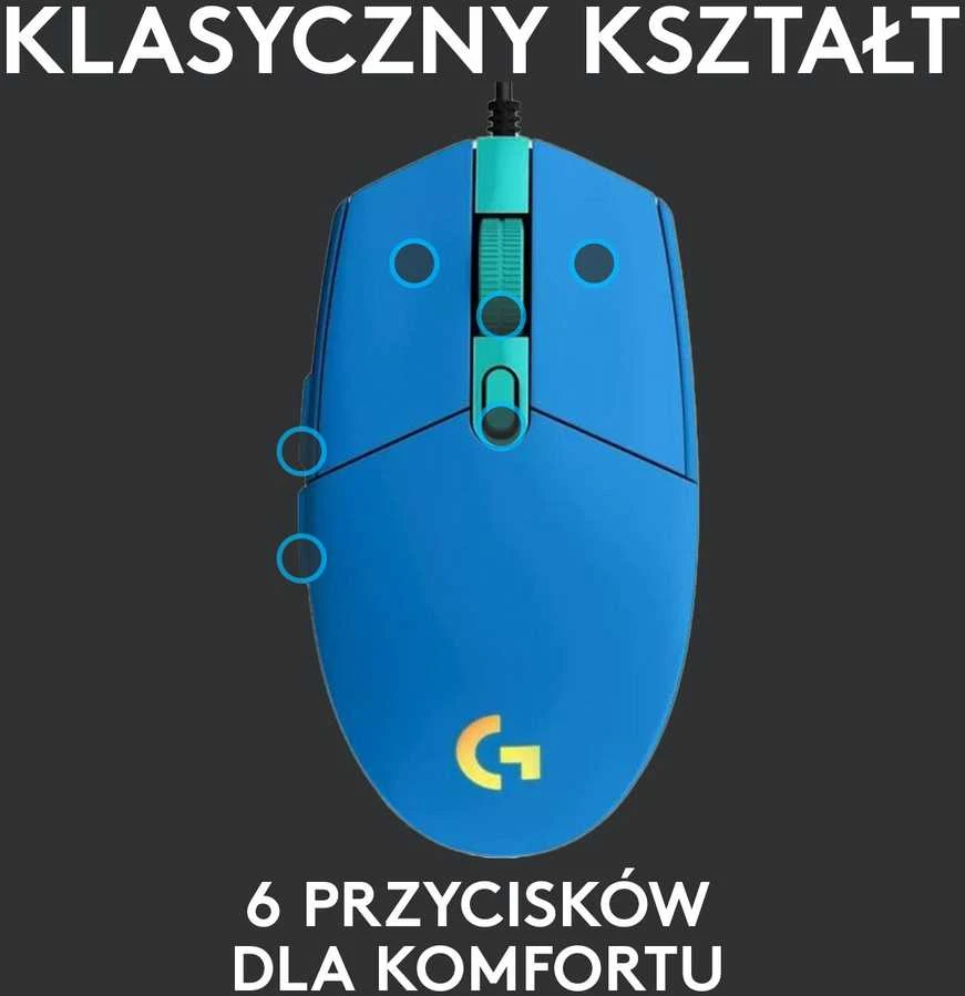 Žaidimų pelė Logitech G203 Lightsync RGB, Mėlyna