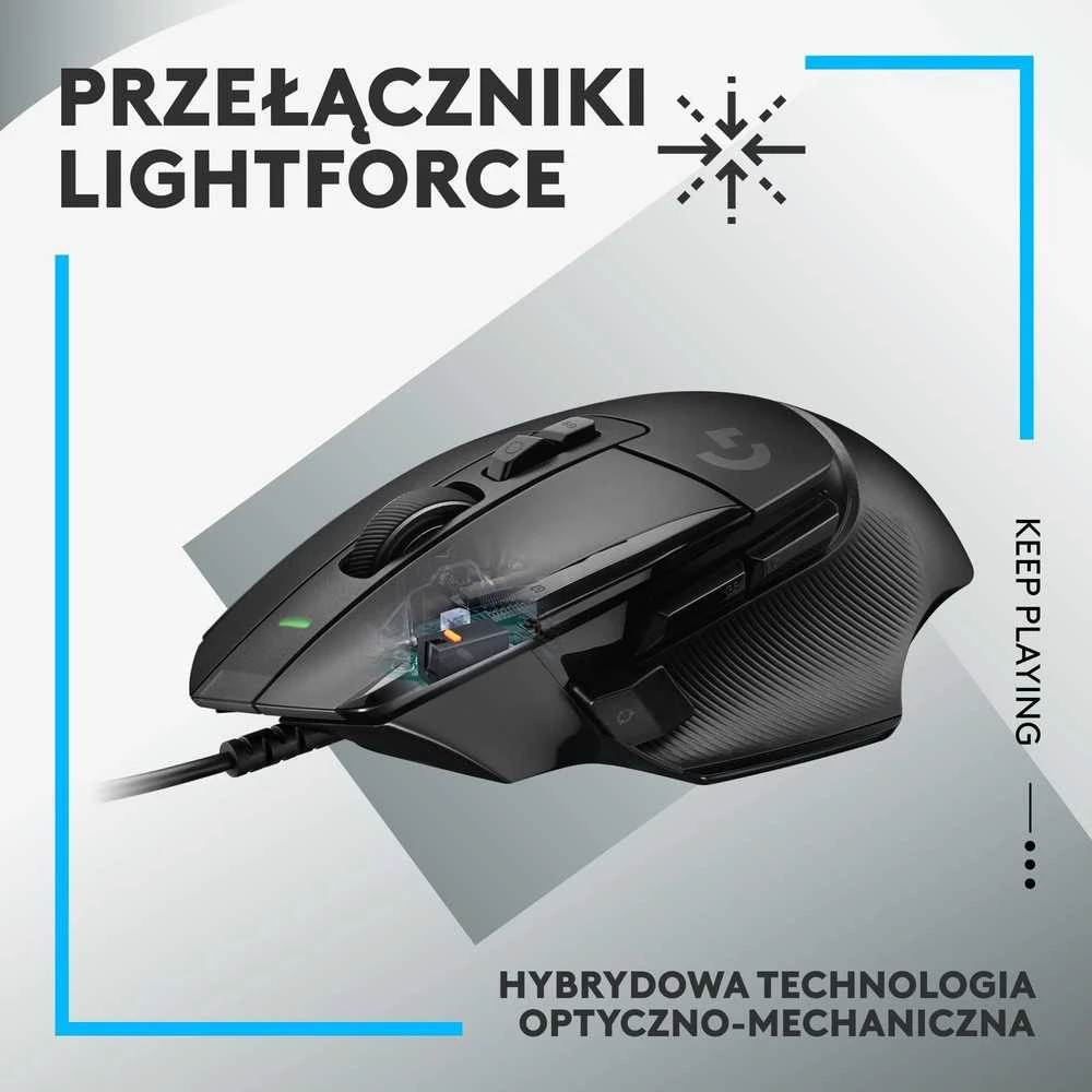 Žaidimų pelė su laidu Logitech G502 X, Juodos spalvos