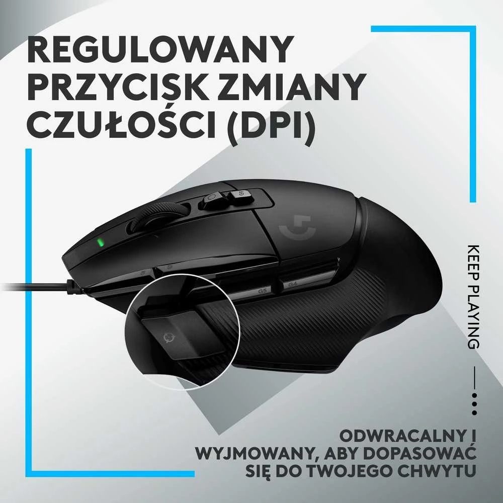 Žaidimų pelė su laidu Logitech G502 X, Juodos spalvos