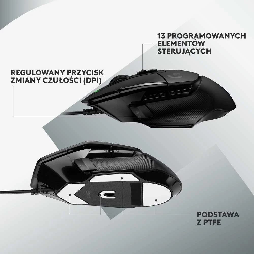 Žaidimų pelė su laidu Logitech G502 X, Juodos spalvos