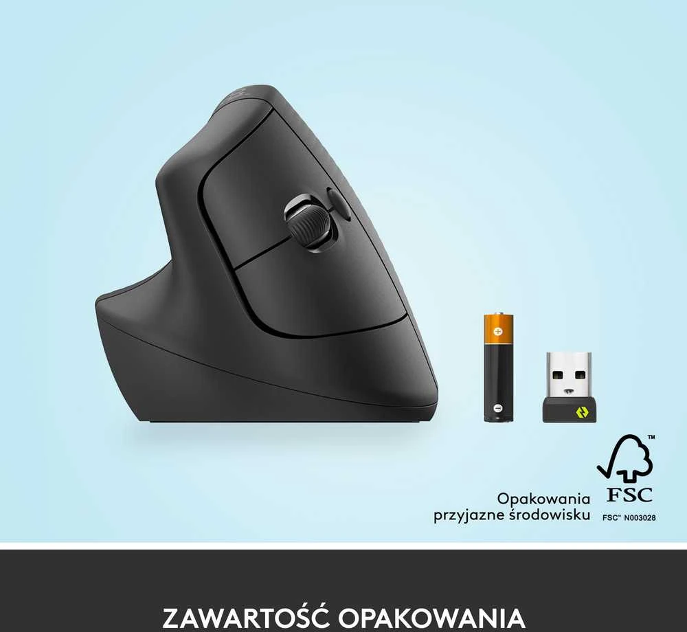 Kompiuterinė pelė Logitech Lift Left, Grafito spalvos