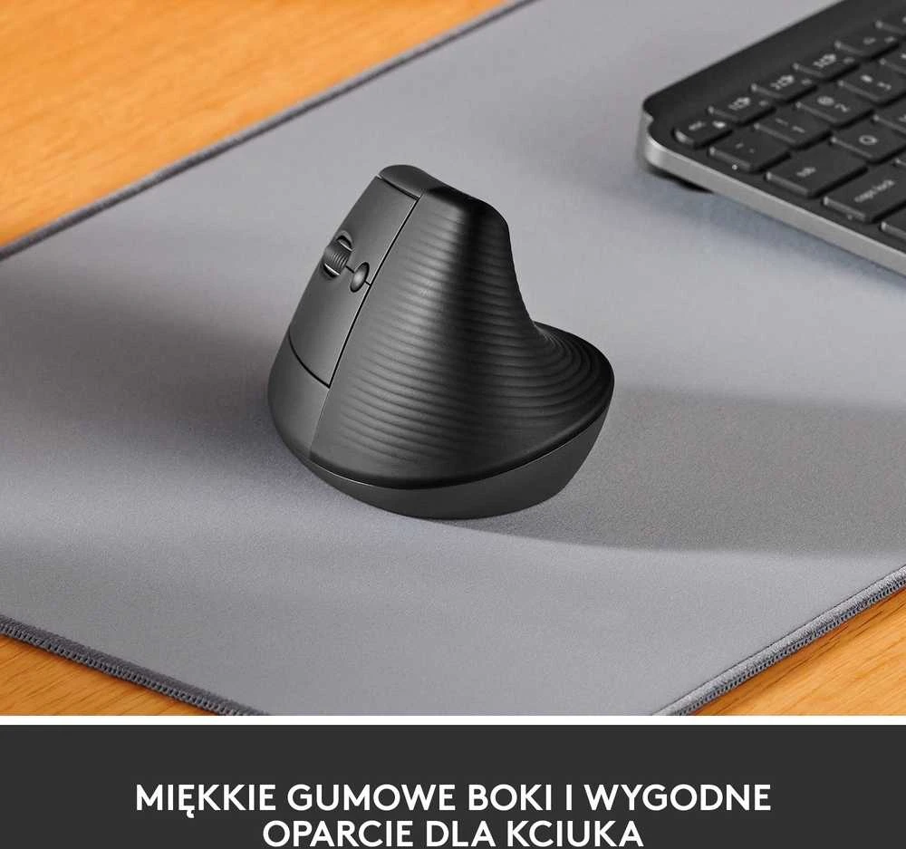 Kompiuterinė pelė Logitech Lift Left, Grafito spalvos