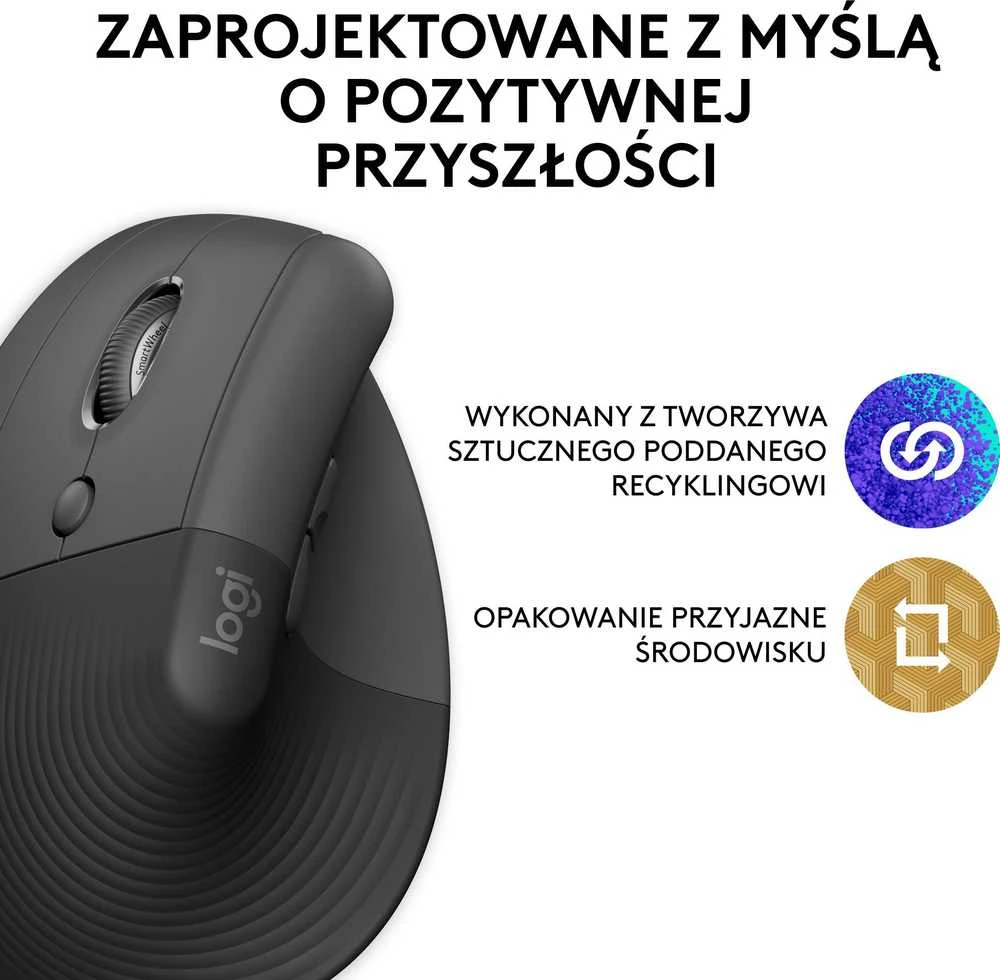 Kompiuterinė pelė Logitech Lift Left, Grafito spalvos
