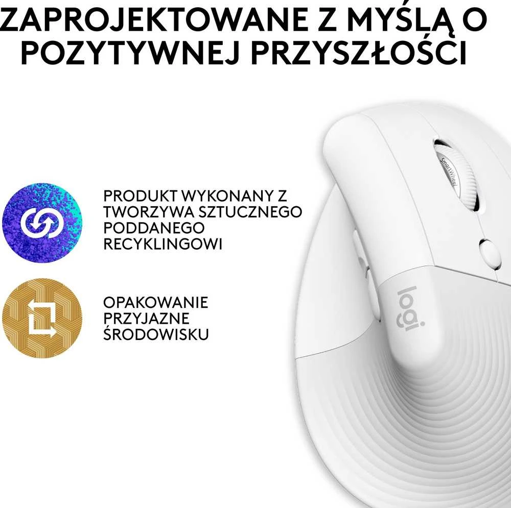 Kompiuterinė pelė Logitech Lift for Mac, Baltos spalvos