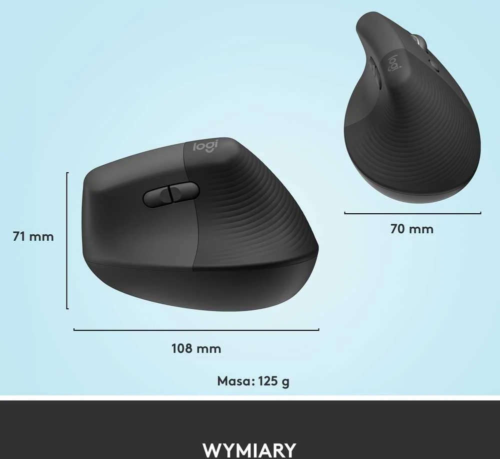 Belaidė pelė Logitech Lift, Grafito spalvos