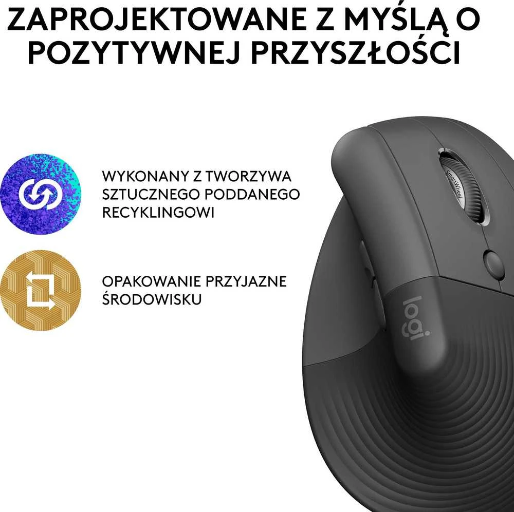 Belaidė pelė Logitech Lift, Grafito spalvos