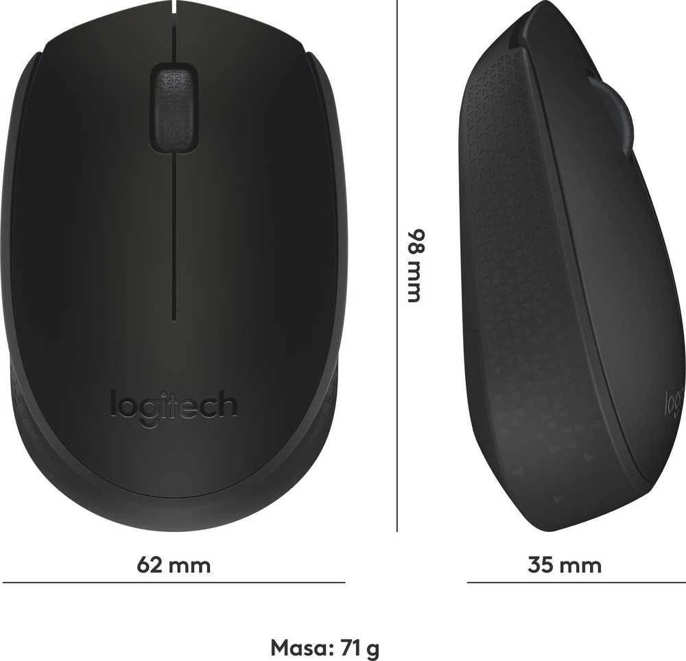 Belaidė pelė Logitech M171, Juoda