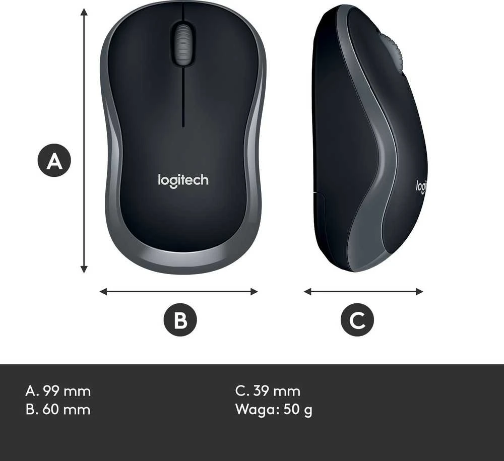 Bevielė pelė Logitech M185 pilka