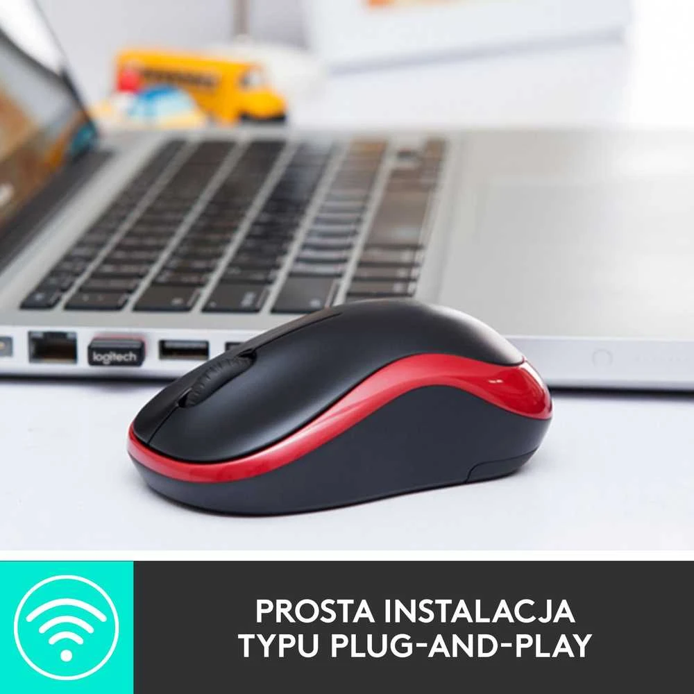 Bevielė pelė Logitech M185. Raudona