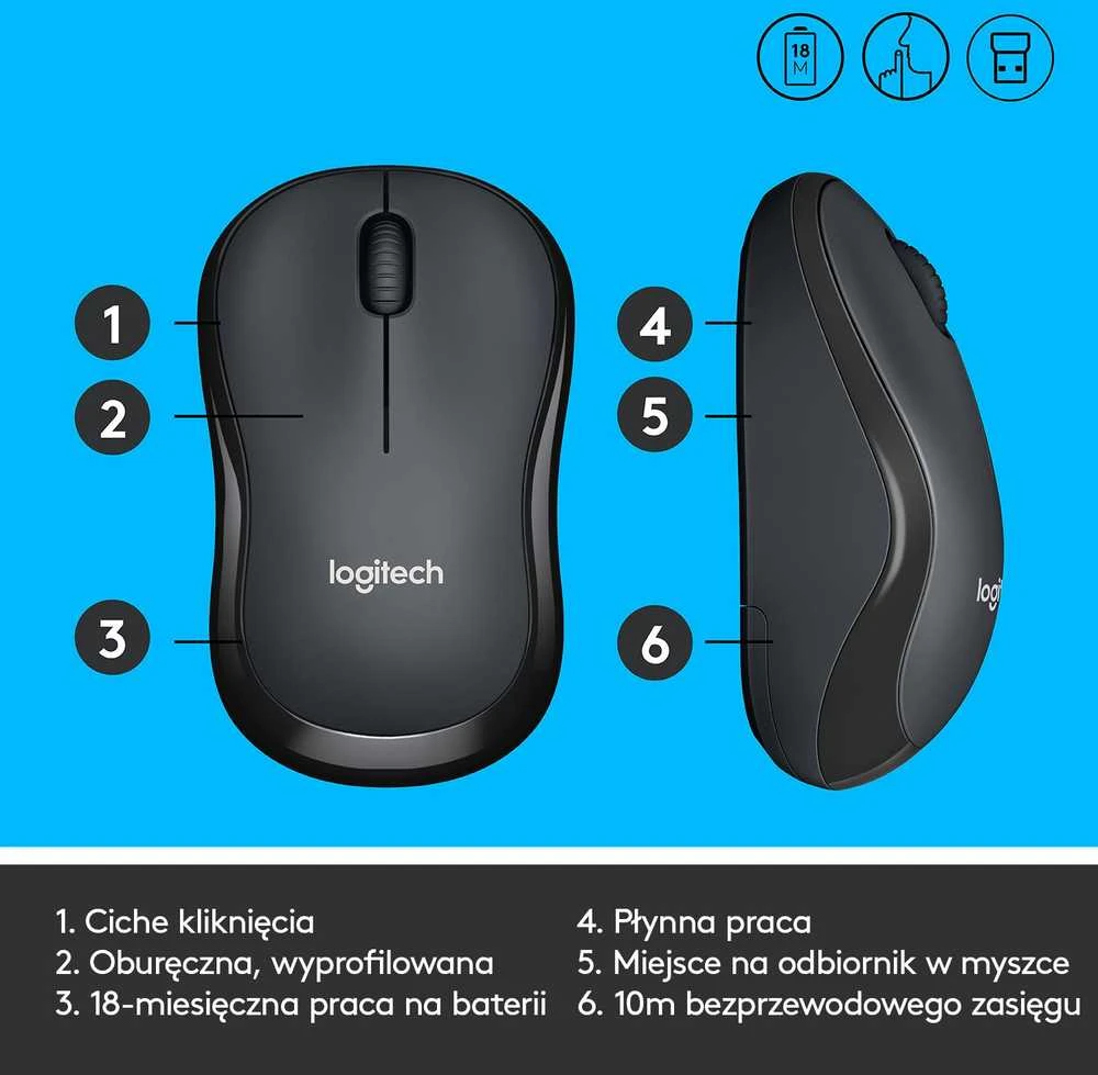 Belaidė pelė LOGITECH M220 Silent Juodai pilka