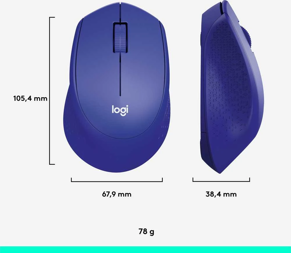 Belaidė pelė Logitech M330 Silent Plus, Mėlyna